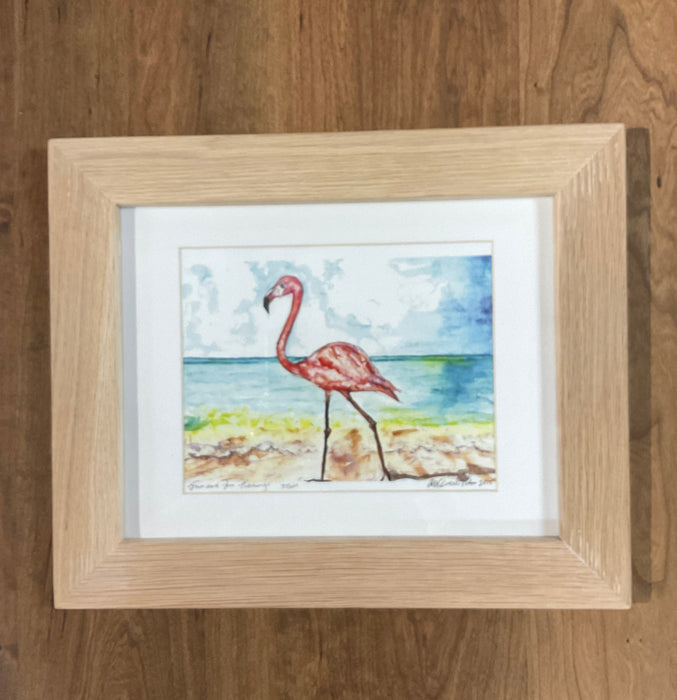 Framed Watercolor Print - Flamingo