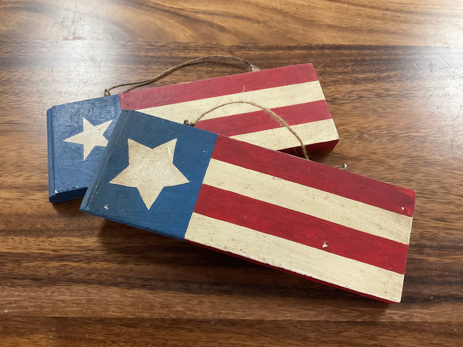 Wood hanging flag