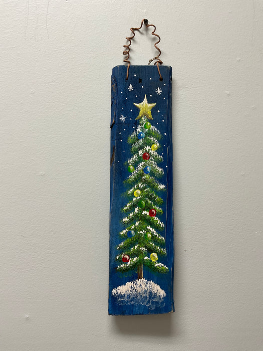 Christmas tree on wood