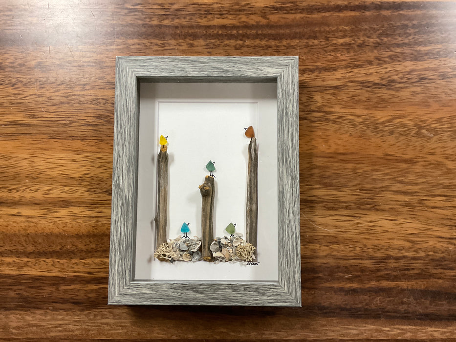 Sea glass framed art 5”x7”