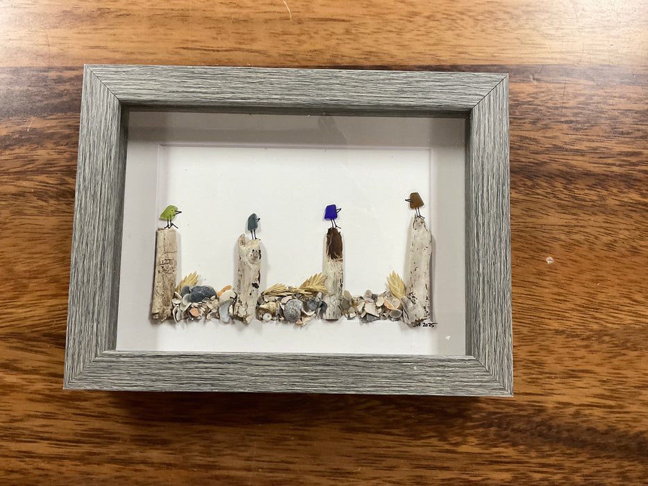Sea glass framed art 5”x7”
