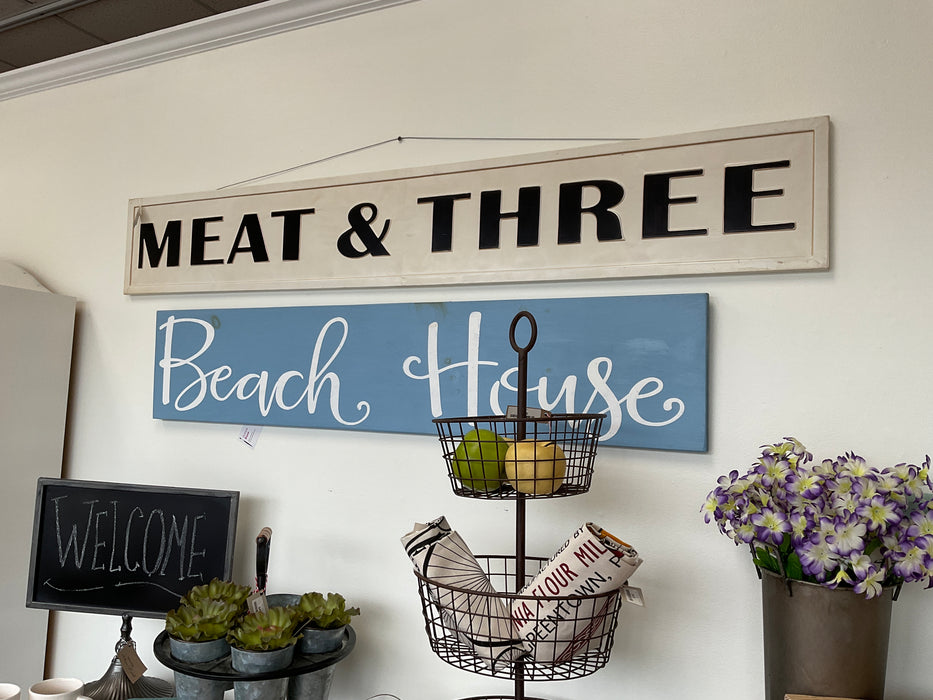 Meat & Three metal sign