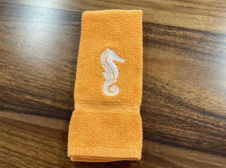 Embroidered hand towel seahorse