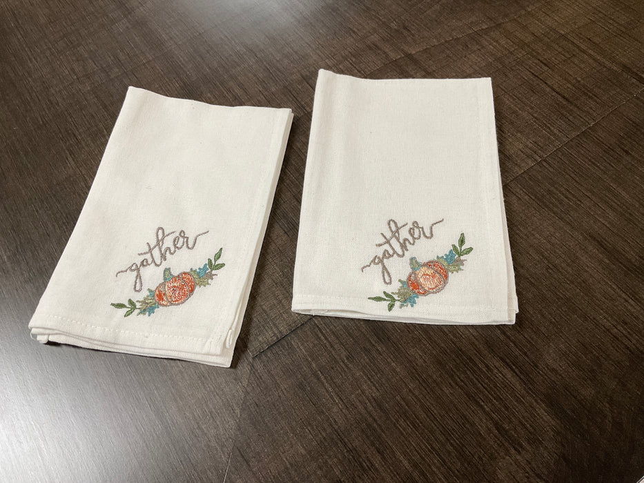 Fall napkins, embroidered gather