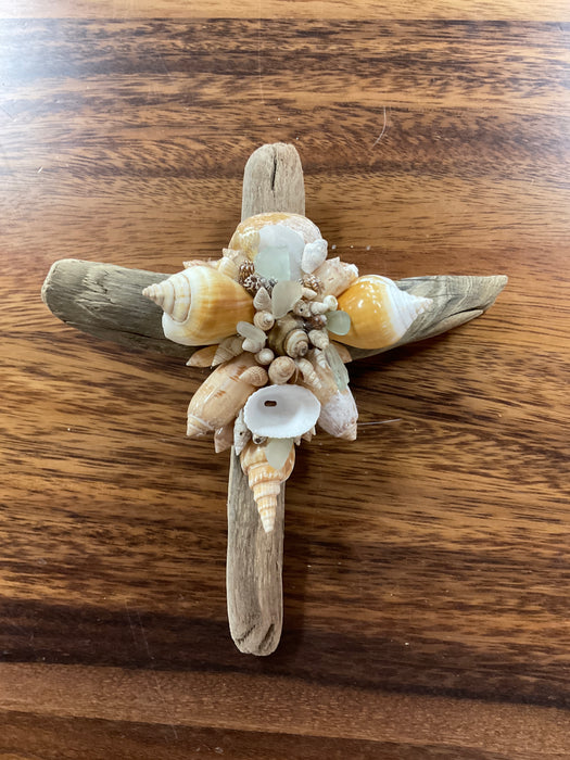 Driftwood shell cross