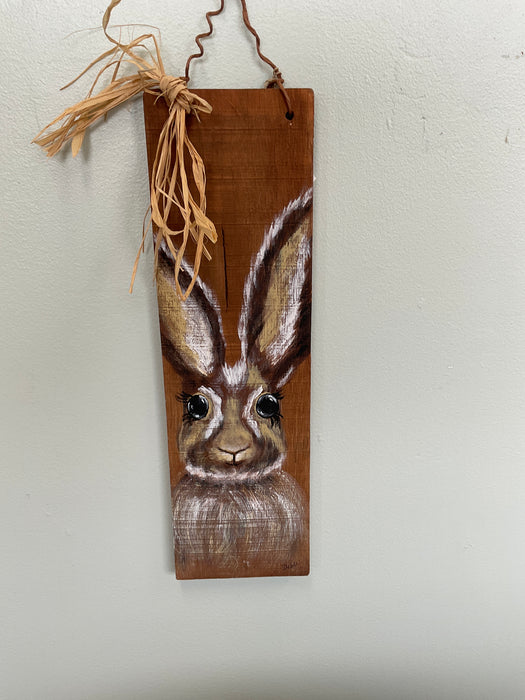 Hand painted rabbit on wood