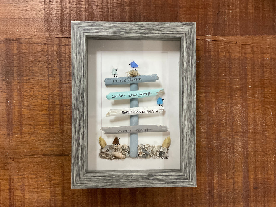 Sea glass framed art 5”x7”