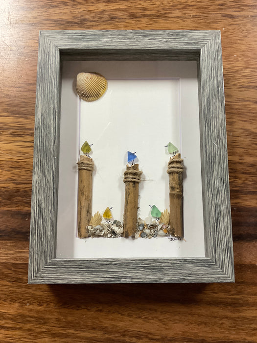 Sea glass framed art 5”x7”