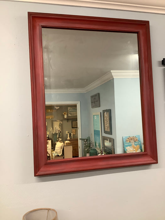 Rectangular mirror in barn red