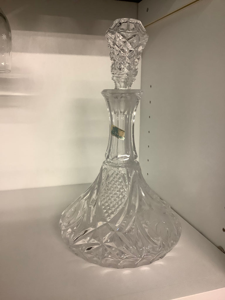 Late 20th Century Block Crystal Decanter With Stopper | Chairish