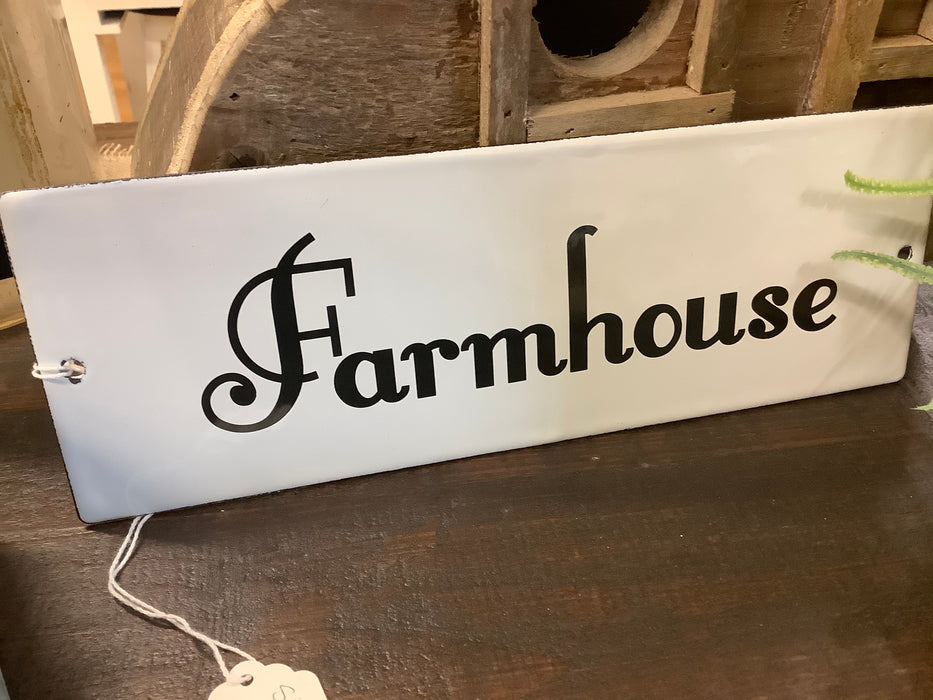 White enamel farmhouse sign