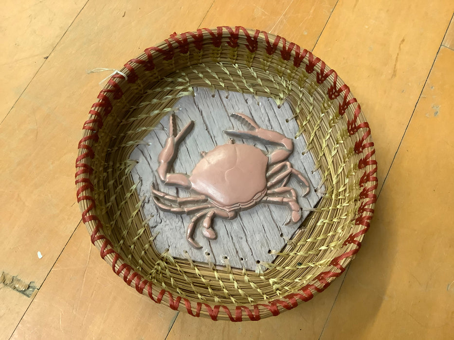 Pink crab pine needle basket