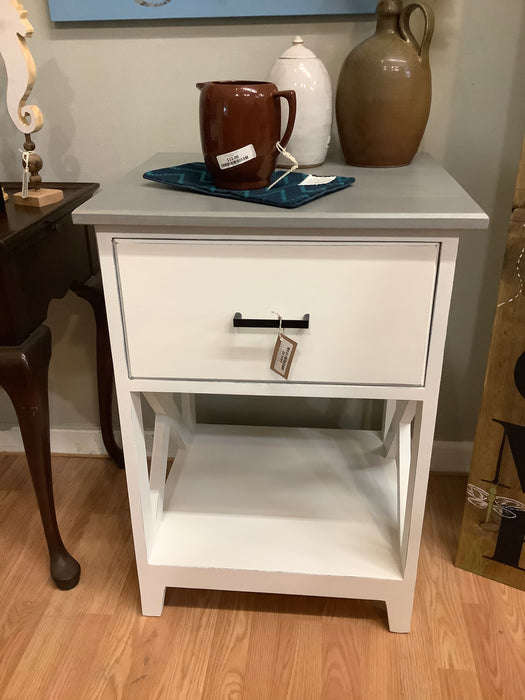 Weather gray farmhouse style end table