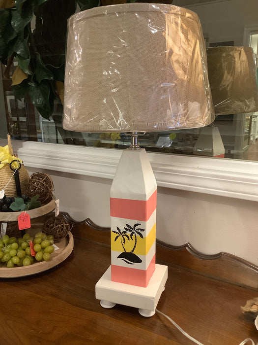 Buoy lamp pink yellow palm trees