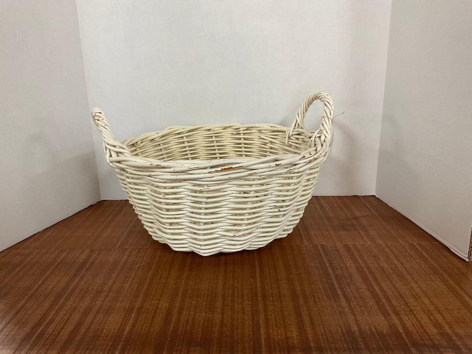 White 2 handle round basket