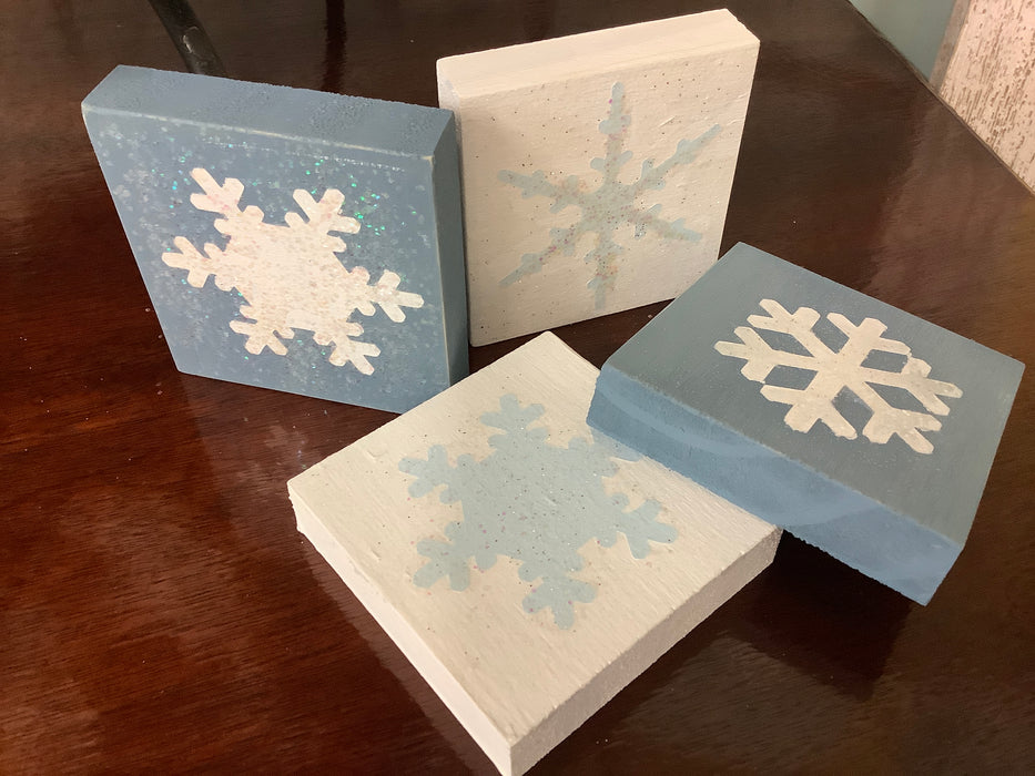 Wood block snowflake