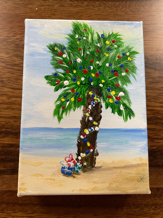 Palm Christmas tree painting