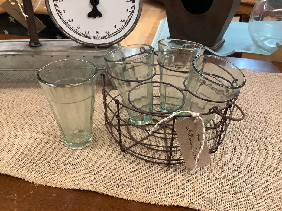 Round wire caddy four glasses