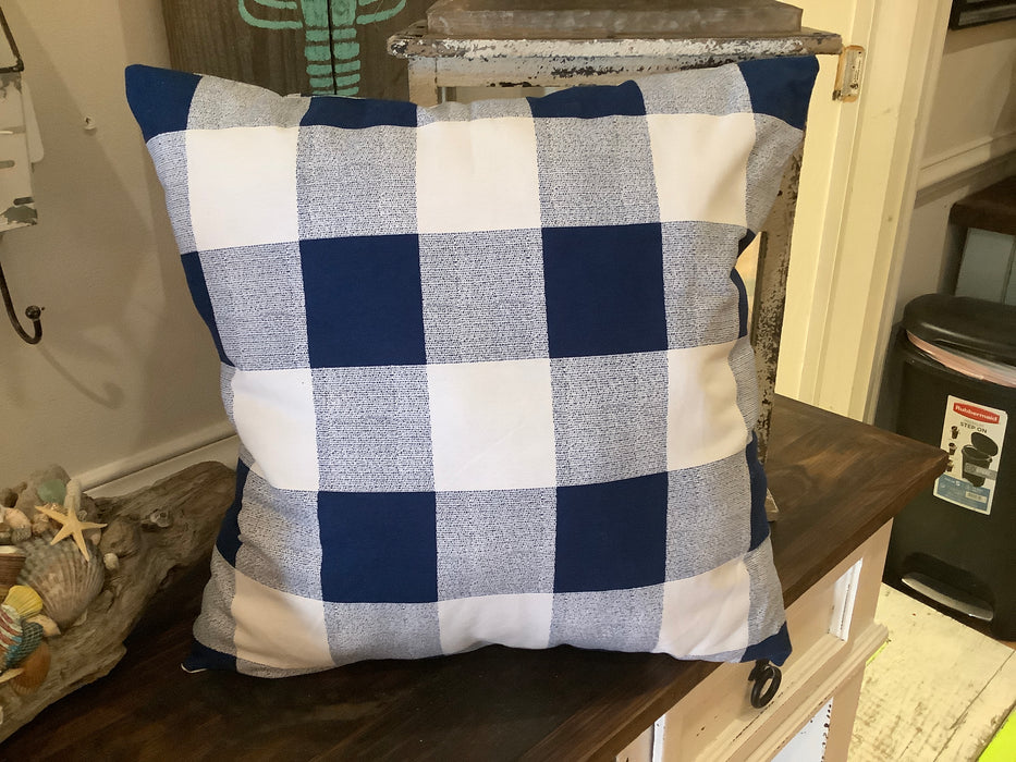 Navy checked pillow
