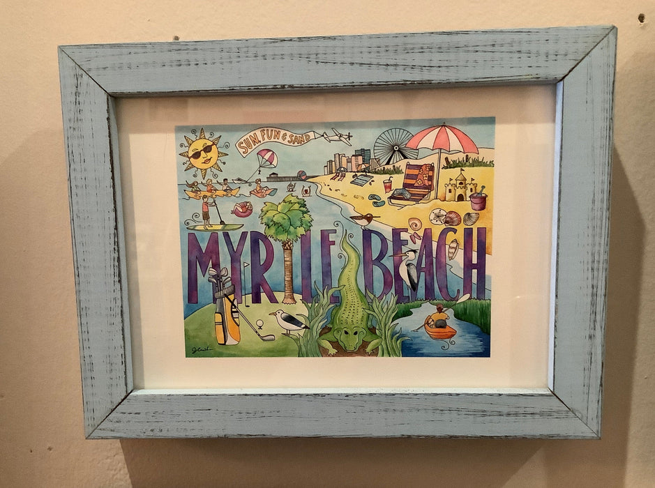 Framed colorful Myrtle Beach print