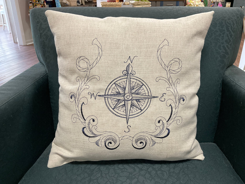 Fabric pillow - compass laurel