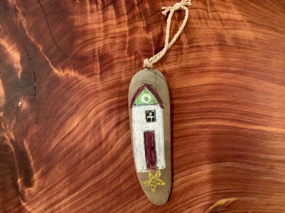 Painted driftwood ornament