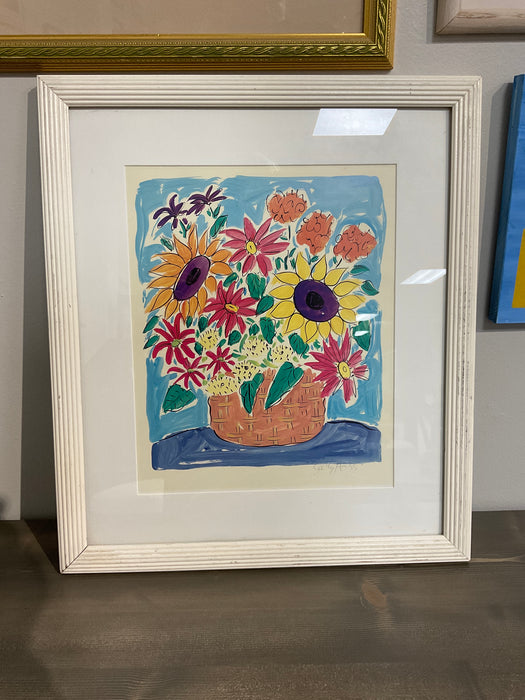 Sally Huss signed floral print