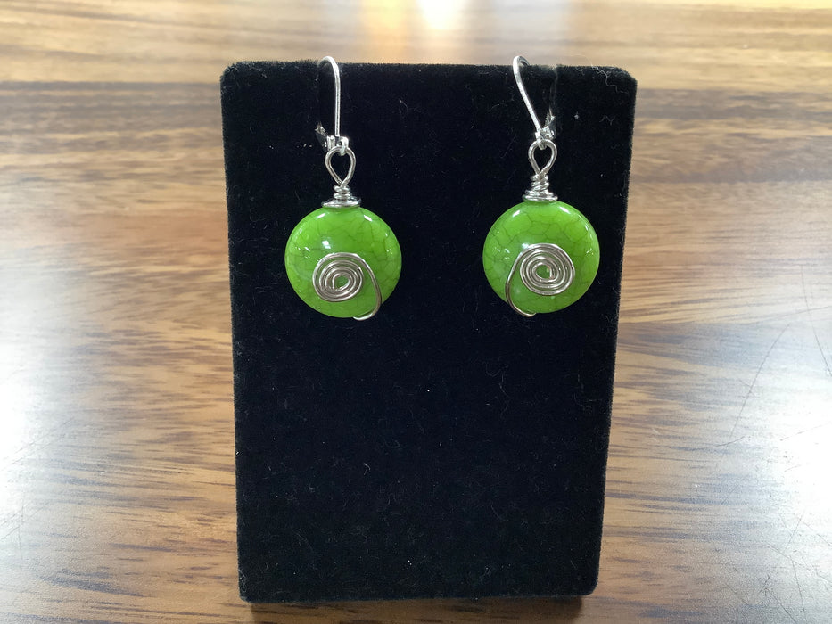 Lime green stone earrings