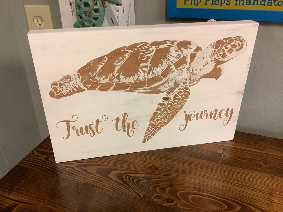 Turtle trust the journey engraved picture