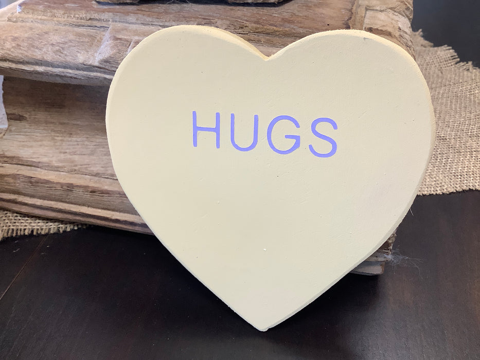 Wood Valentine’s Day candy hearts 5”