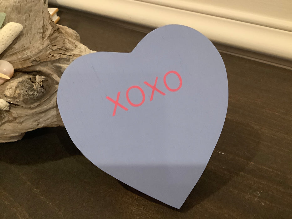 Wood Valentine’s Day candy hearts 5”