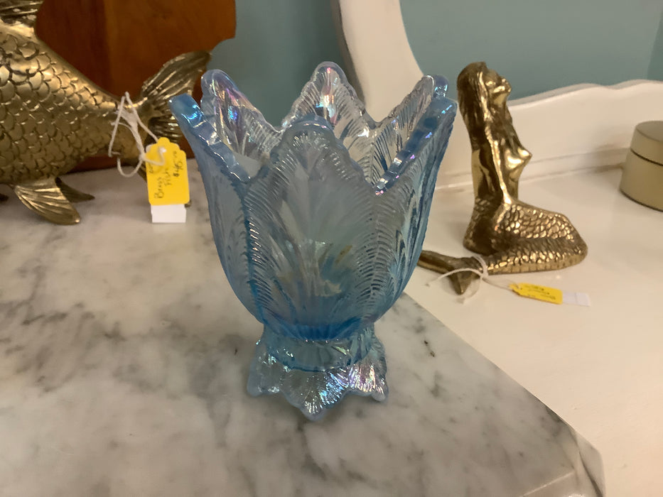 Blue carval glass votive - 029