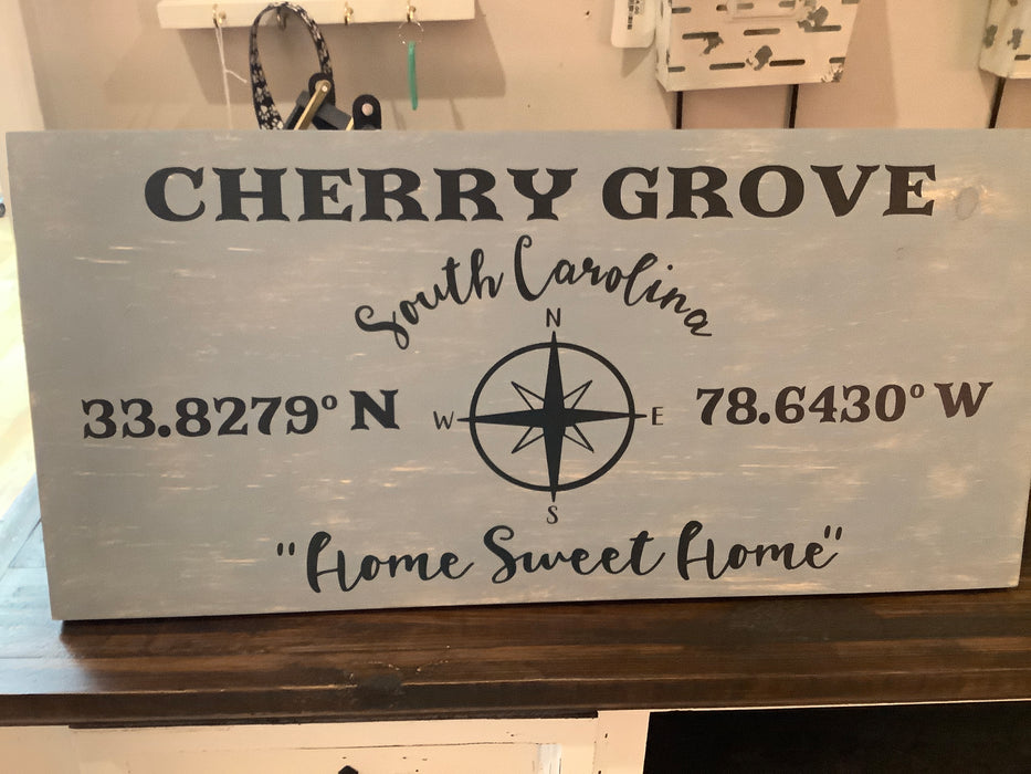 Cherry grove coordinate wood sign
