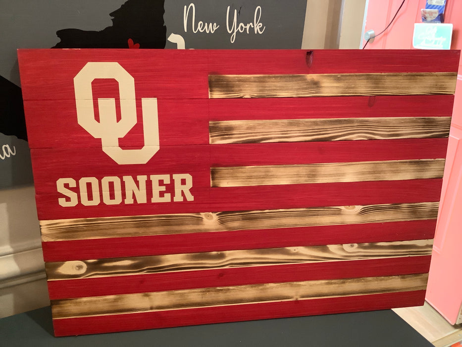 Wood flag - OU Sooners