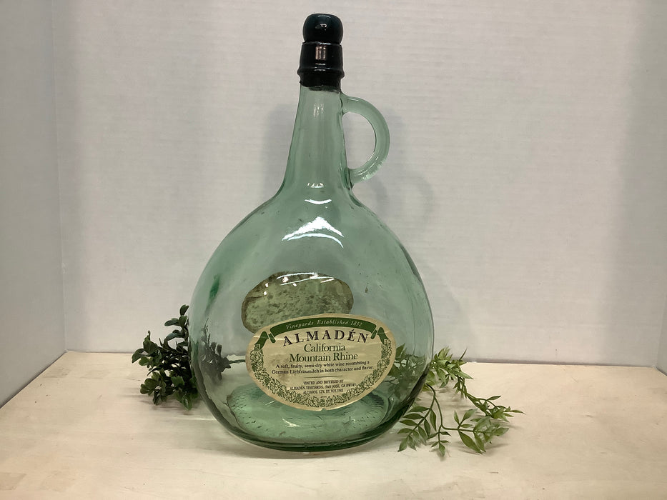 Vintage green glass wine bottle