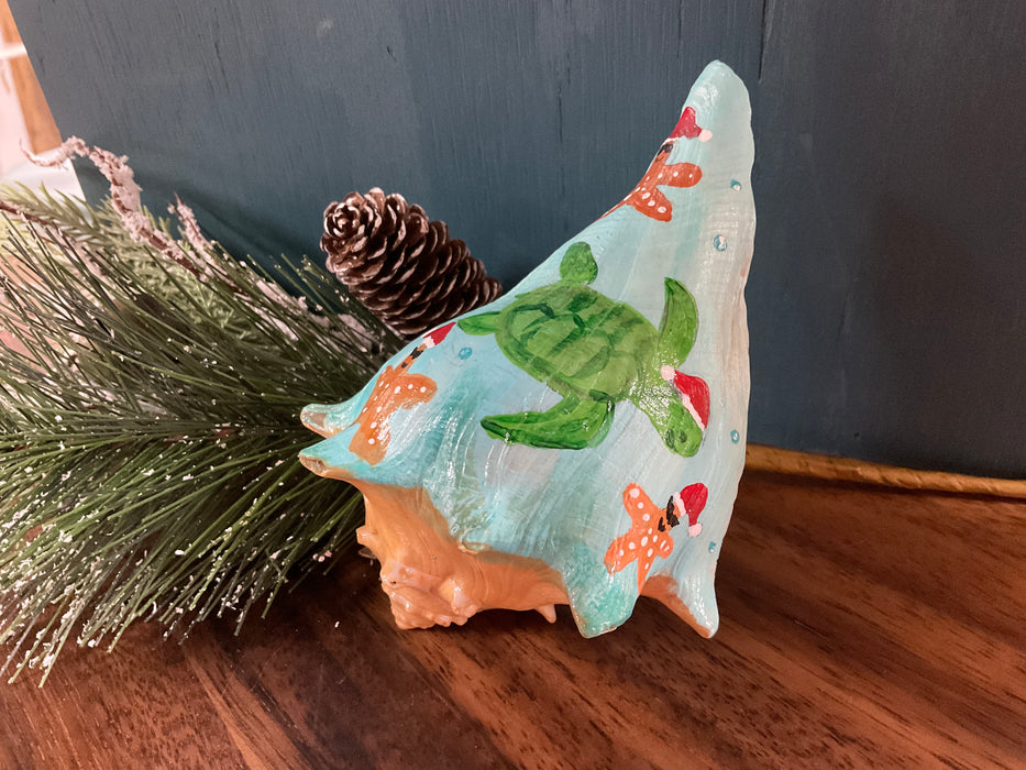 Christmas painted whelk shell