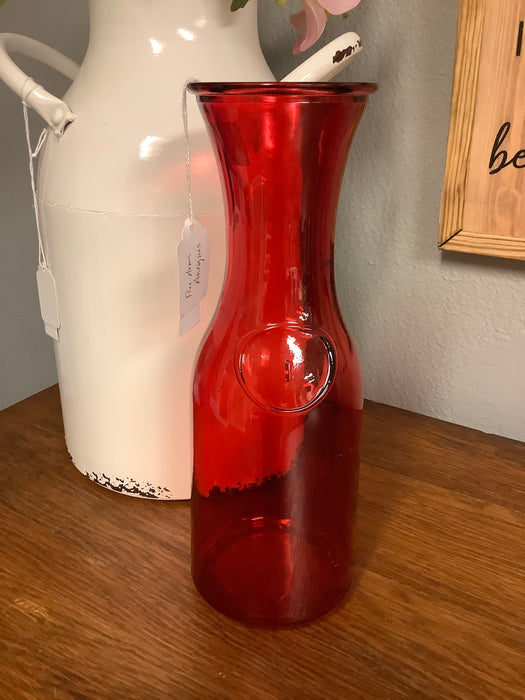 Red glass carafe