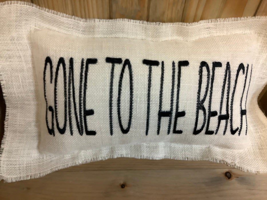Burlap pillow- Gone to the beach