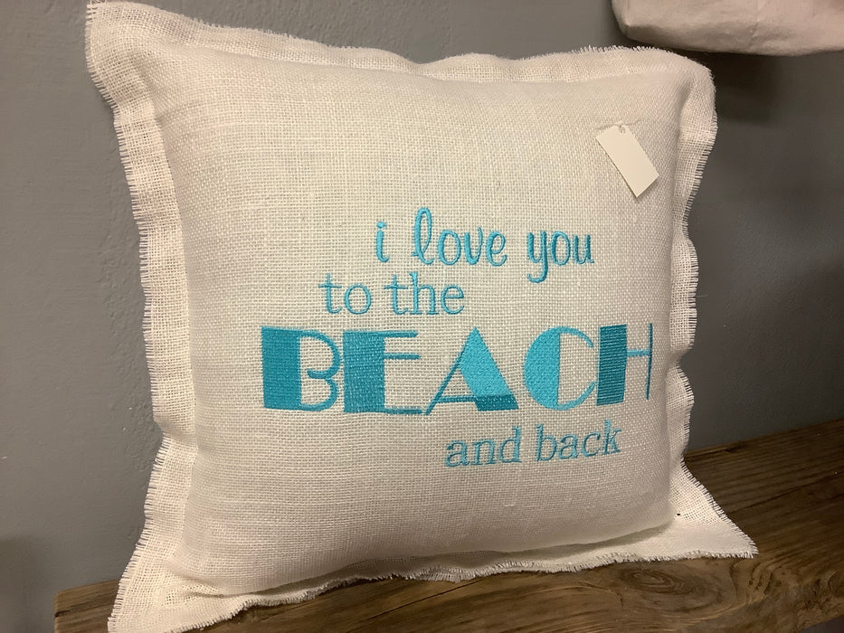 Burlap pillow - to the beach and back