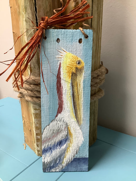 Pelican painted on board - medium size