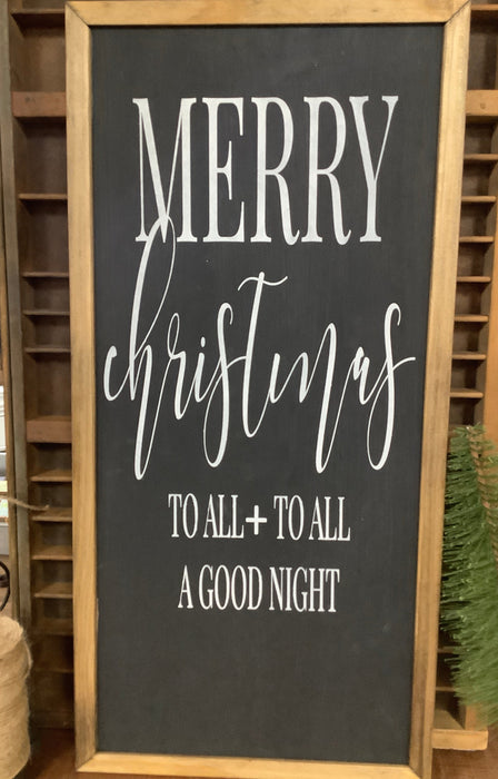 Framed wood sign-Merry Christmas to all