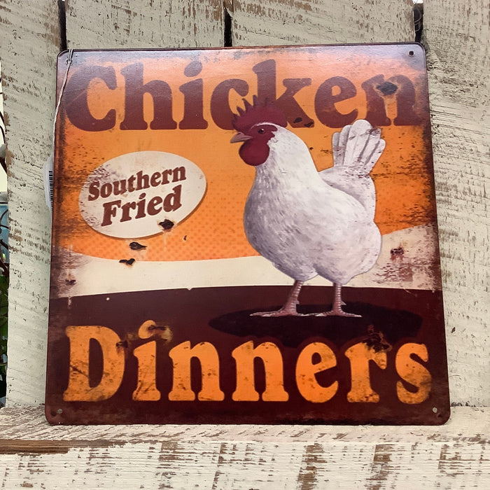 Chicken dinner metal sign