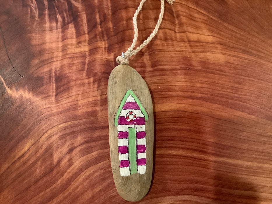 Painted driftwood ornament