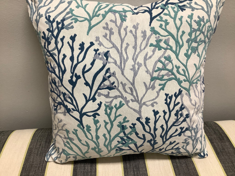 Coral aqua teal blue pillow
