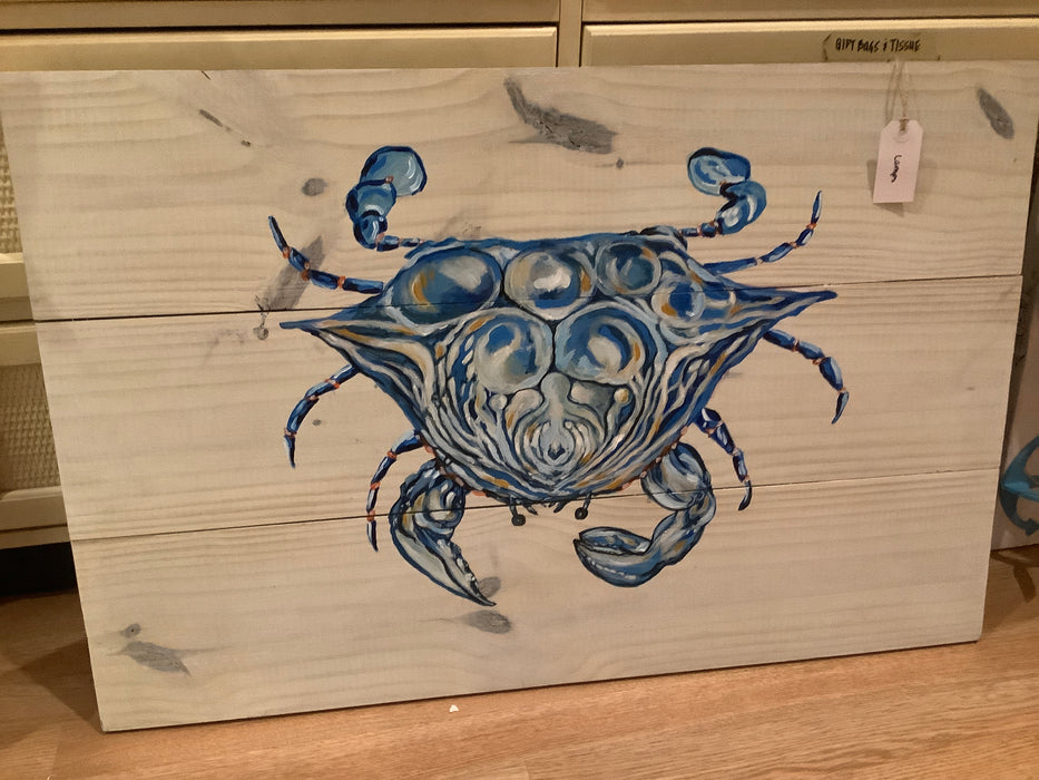 Hand painted crab on boards