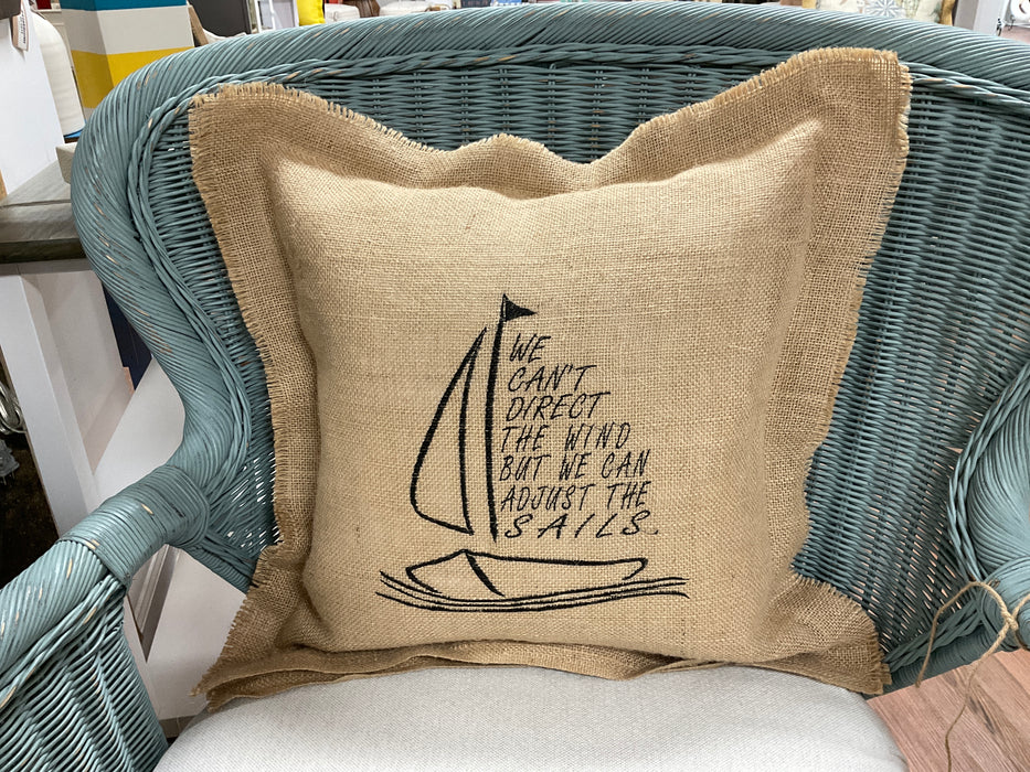 Burlap pillow- Adjust the sails