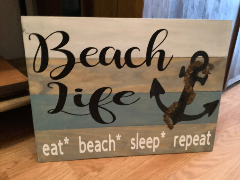 Beach life sign - eat, beach, sleep, repeat