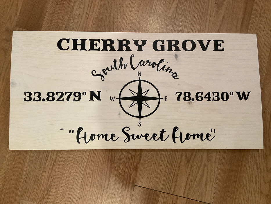 Cherry grove coordinate wood sign