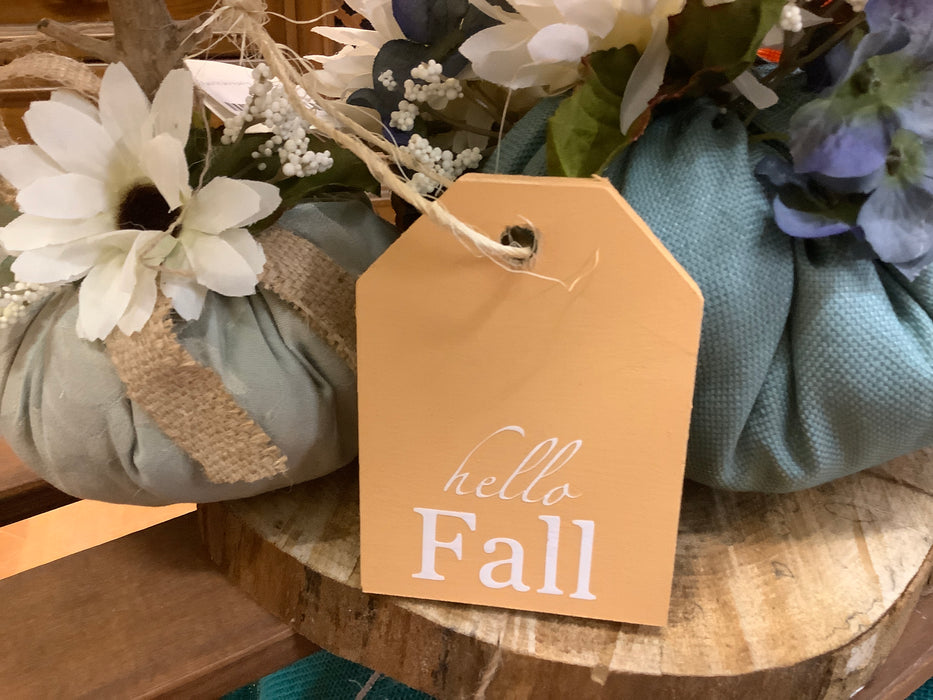 Hello Fall wood tag