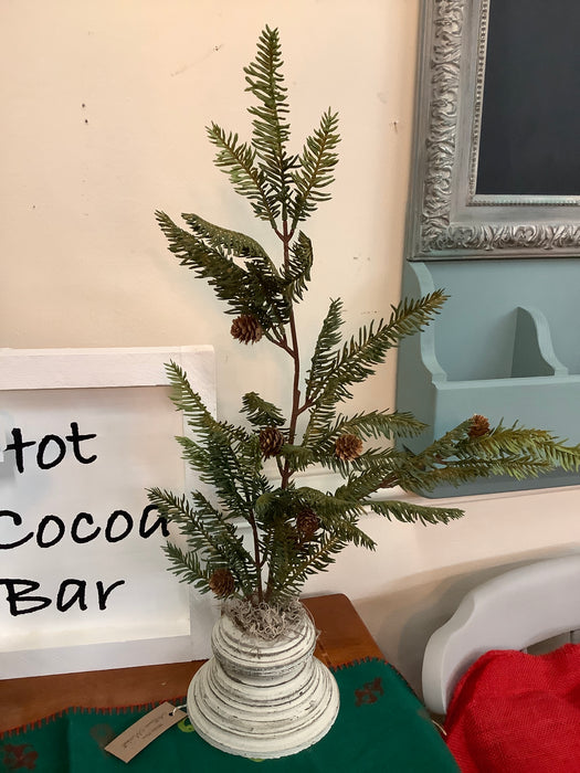 Faux Hemlock pine and cone spray
